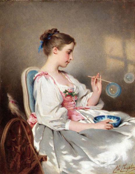 Charles Joshua Chaplin Blowing Bubbles Germany oil painting art